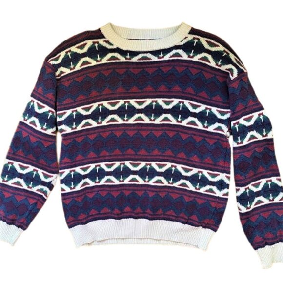 Vintage 80s/90s knit sweater geometric pattern - Picture 10 of 15